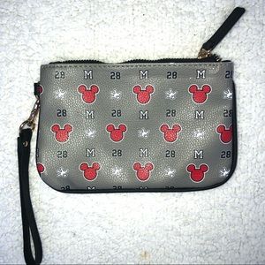 Mickey Mouse zippered pouch small gray 4.5” x 7” NwoT cosmetic bag ears print